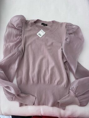 Versona Dusty Lilac Sheer Puff-Sleeve Sweater